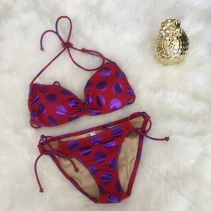 Victoria's Secret Red and Purple Polka Dot Bikini